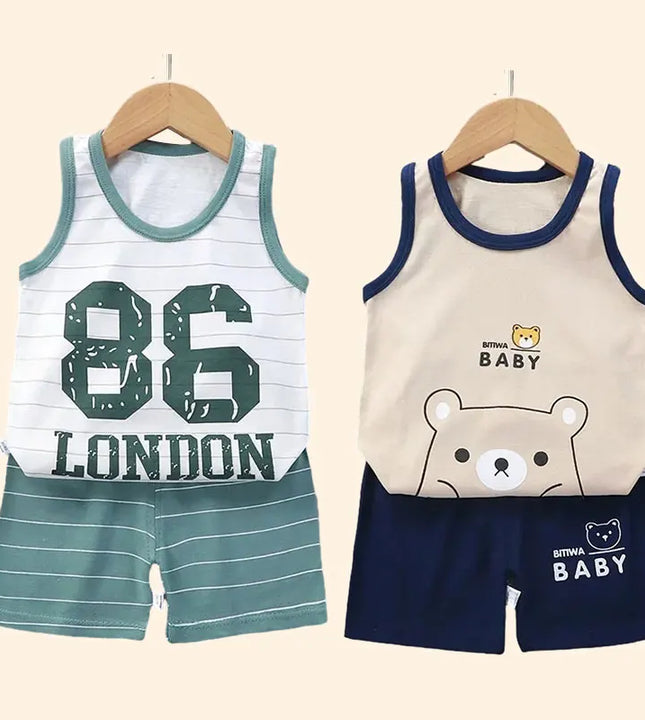 Baby Cotton Vest Set – Sleeveless, Lightweight, and Cartoon-Printed