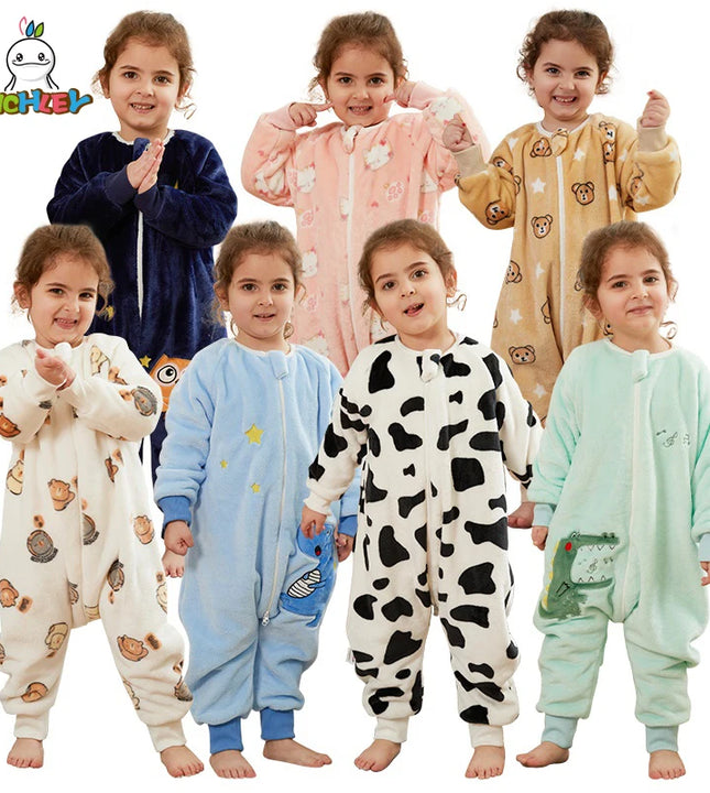 Kids’ Winter Sleepsack – Soft Flannel with Cartoon Animal Design