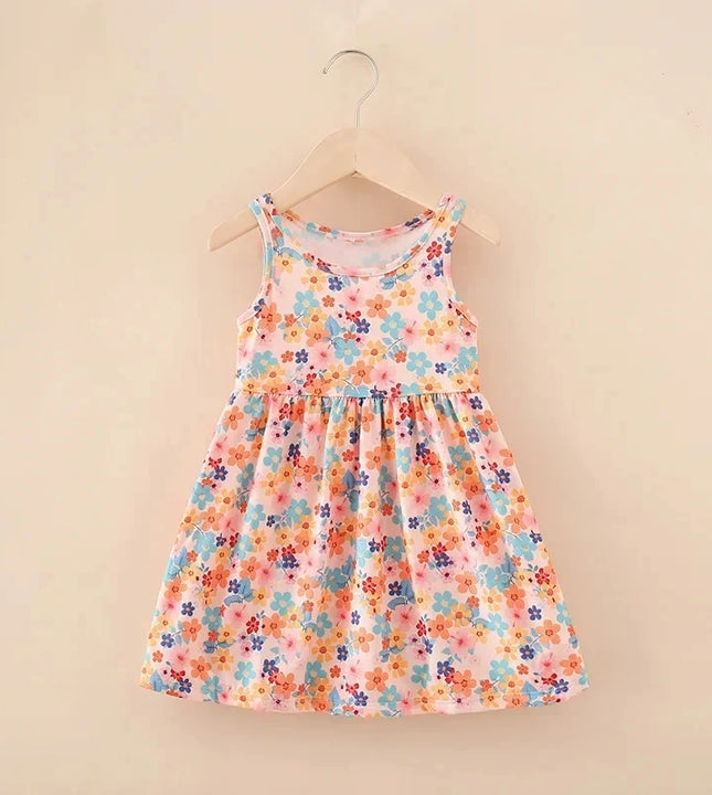 Girls’ Floral Print Sleeveless Dress – Lightweight & Summer-Ready