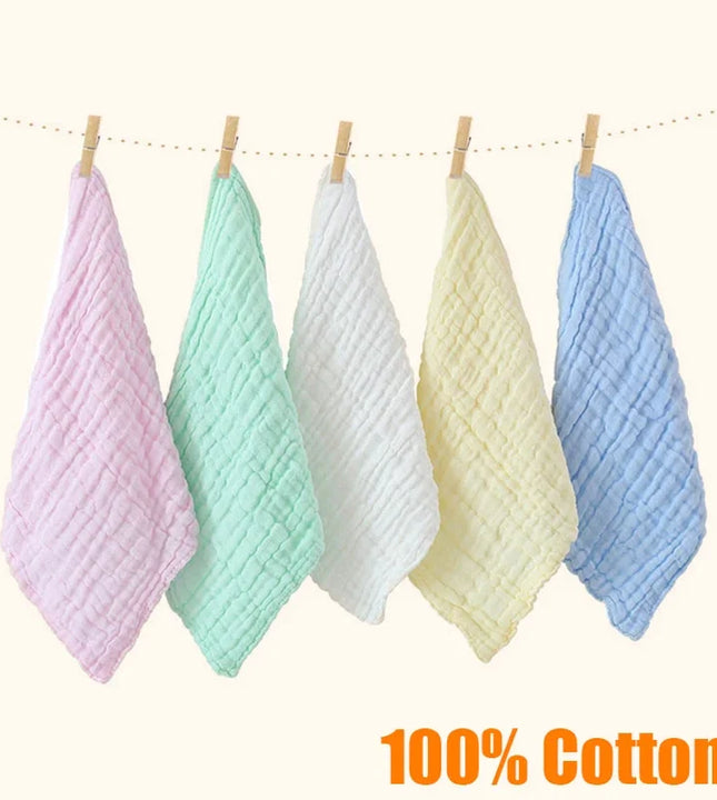 5PCS Baby Bath Towel 100% Cotton Muslin Squares 6 Layers Gauze Kid Facecloth Face Wash Wipe Hand Soft Newborn Stuff Handkerchief